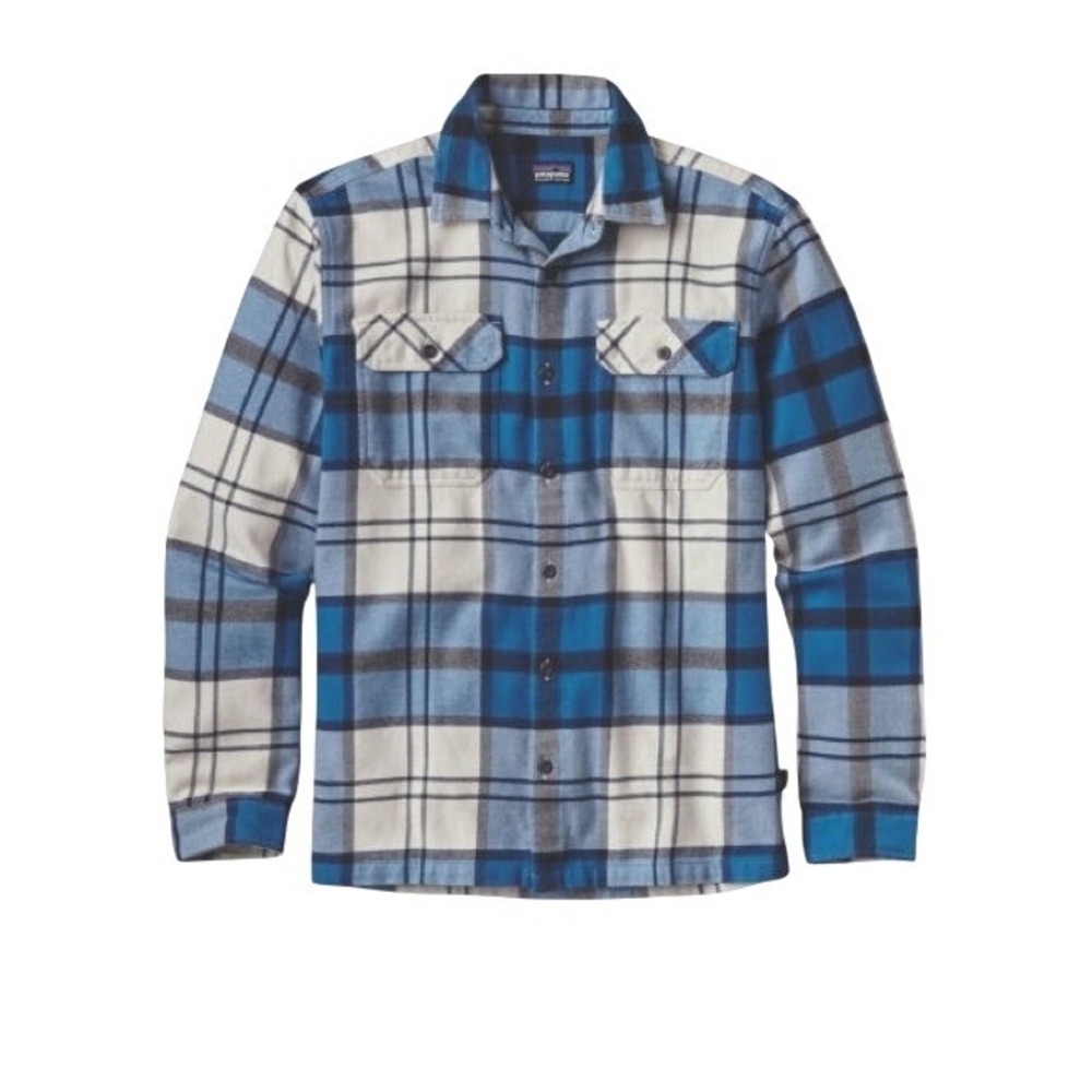 Patagonia Mens XL Blue White Long Sleeved Fjord Flannel Shirt
